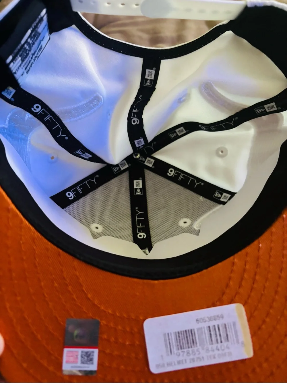 9fifty Kids White Snapback Hat with Orange Accent